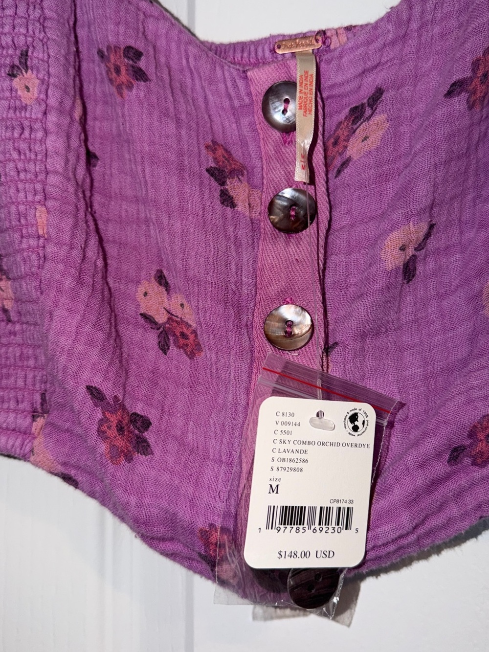 Free People Lavender Floral Button Maxi Skirt and Crop Top Set - Picture 5 of 5
